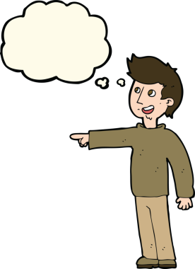 çizgi film mutlu adam bir insan tarafından çizilmiş düşünce balonuyla işaret ve kahkaha