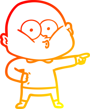 Bir insan tarafından çizilmiş kel bir adamın sıcak çizgi çizimi.