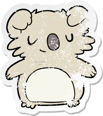 Bir insan tarafından çizilmiş karikatür koalasının sıkıntılı etiketi