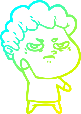 Bir insan tarafından çizilmiş kızgın bir adamın soğuk çizgi çizimi.