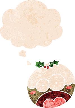 Karikatür şoke etti pudingi. Düşünce baloncuğuyla birlikte grunge deforme olmuş eski moda bir insan tarafından çizilmiş.