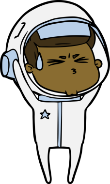 Çizgi film bir insan tarafından çizilmiş astronot.