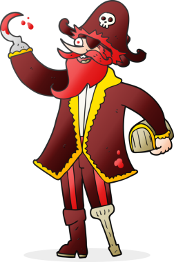 Bir insan tarafından çizilmiş karikatür korsan kaptanı.