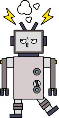 Bir insan tarafından çizilmiş sevimli bir robot karikatürü.
