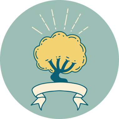 Bir insan tarafından çizilmiş dövme tarzı bir ağacın simgesi