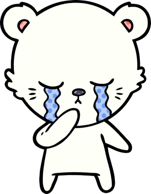 Bir insan tarafından çizilmiş üzgün küçük kutup ayısı çizgi filmi.