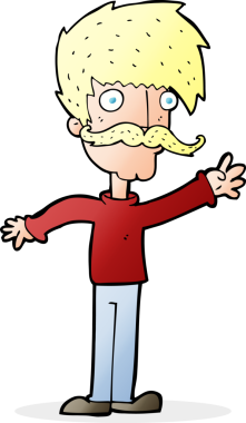 Bir insan tarafından çizilmiş bıyıklı adam.