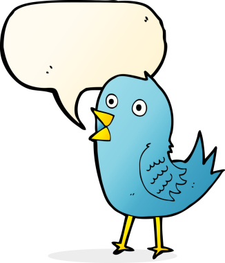 bir insan tarafından çizilmiş konuşma baloncuklu mavi kuş.