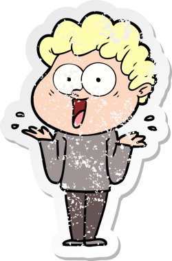 Bir insan tarafından çizilmiş mutlu bir adamın sıkıntılı çıkartması.