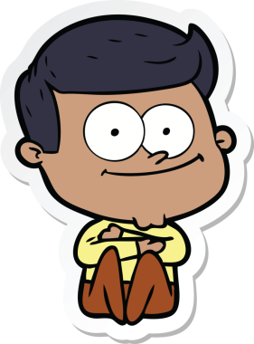 Bir insan tarafından çizilmiş mutlu bir adamın çıkartması.