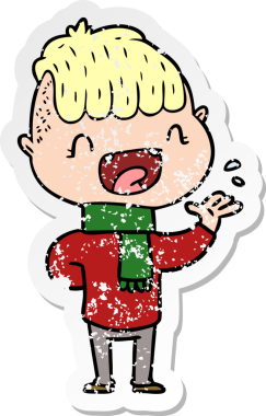 Bir insan tarafından çizilmiş üzgün, mutlu bir çocuğun çıkartması.