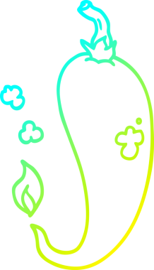 Bir insan tarafından çizilmiş kırmızı biber çizgi filminin soğuk gradyan çizimi