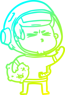 Bir insan tarafından çizilen soğuk gradyan çizgi çizimi stresli astronot