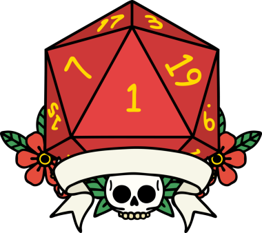 Retro Dövme Biçimi Doğal Bir d20 zar bir insan tarafından çizildi