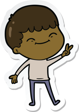 Bir insan tarafından çizilmiş mutlu bir çocuğun çıkartması.