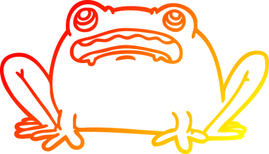 Bir insan tarafından çizilmiş bir kurbağanın sıcak çizgi çizimi