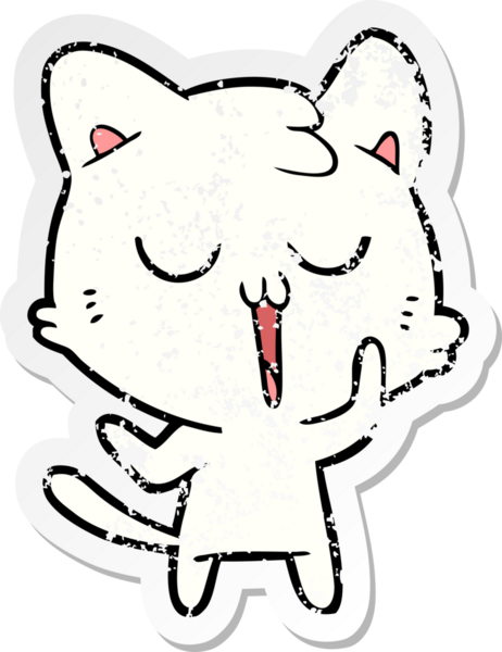 Bir insan tarafından çizilmiş şirin bir çizgi film kedisinin sıkıntılı çıkartması.