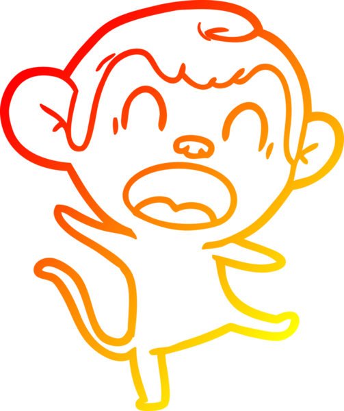 Bir insan tarafından çizilmiş bağıran çizgi film maymunu çizimi.