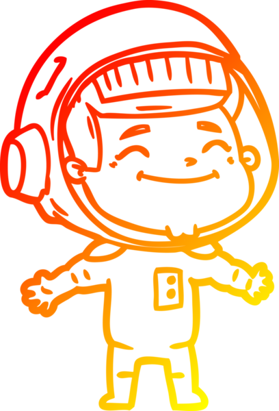 Bir insan tarafından çizilmiş mutlu bir astronotun sıcak çizgi çizimi