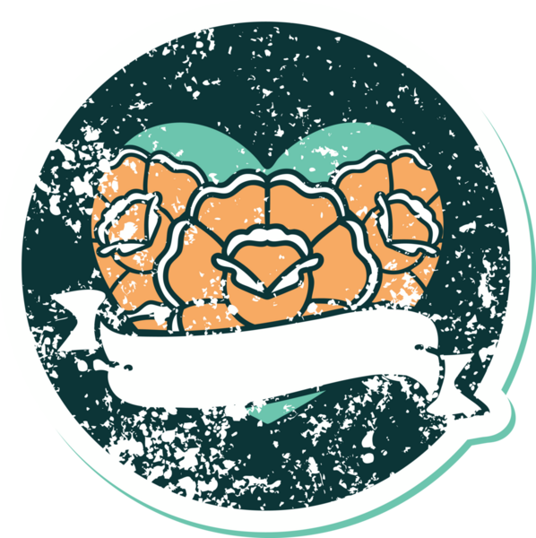 Bir insanın çizdiği çiçekli kalp ve pankartın sembolik dövmeli resmi.