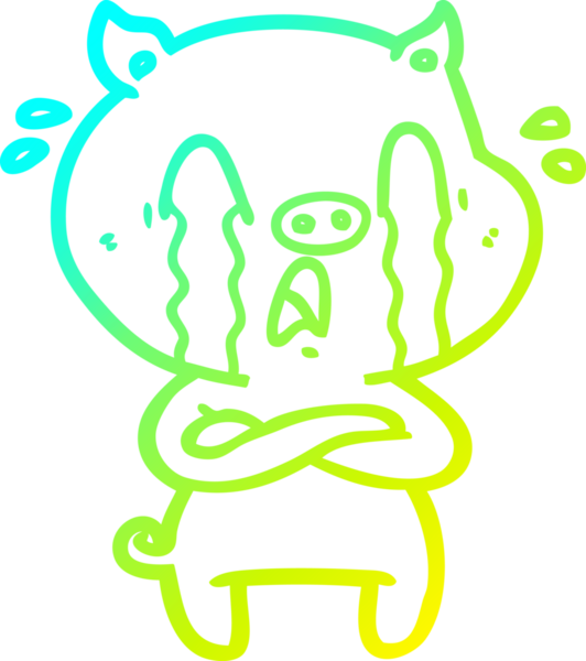 Bir insan tarafından çizilmiş ağlayan domuz çizgi filmi.