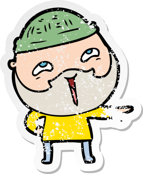 Bir insan tarafından çizilmiş mutlu sakallı bir adamın sıkıntılı çıkartması.