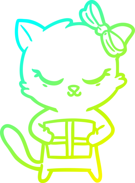 Bir insan tarafından çizilmiş bir çizgi film kedisinin soğuk gradyan çizimi