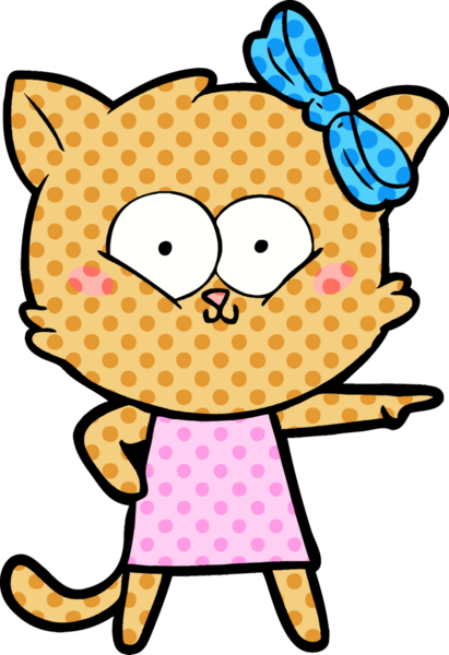 Bir insan tarafından çizilmiş çizgi film kedisi.