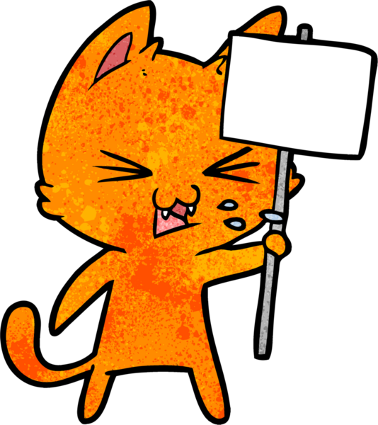 Bir insan tarafından çizilen karikatür kedisi