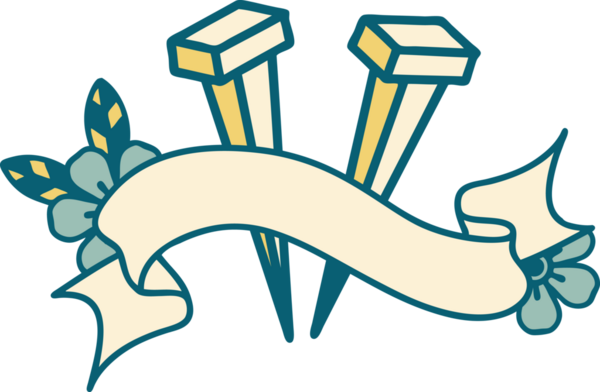 Bir insan tarafından çizilmiş demir çivi sancağıyla geleneksel dövme