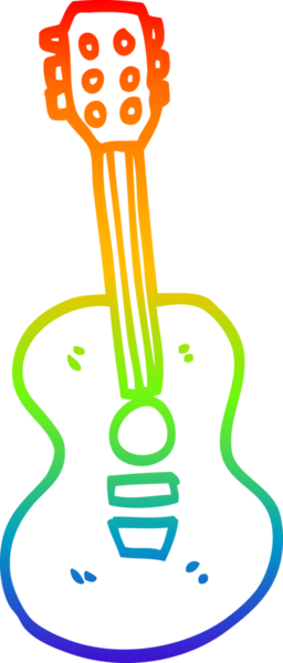 gökkuşağı gradyan çizimi bir insan tarafından çizilmiş eski bir gitarın çizimi