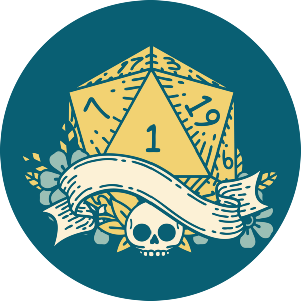 Retro Dövme Biçimi Doğal Bir d20 zar bir insan tarafından çizildi