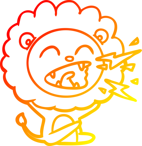 Bir insan tarafından çizilen kükreyen bir aslanın sıcak çizgi çizimi