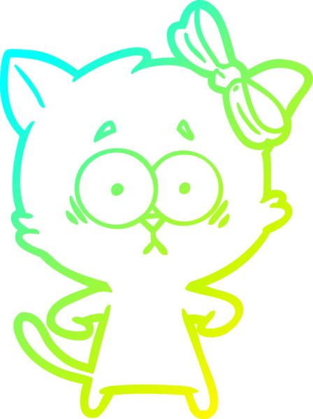 Bir insan tarafından çizilen çizgi film kedisinin soğuk gradyan çizgisi.