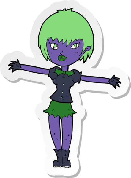 Bir insan tarafından çizilmiş vampir bir kızın çıkartması.