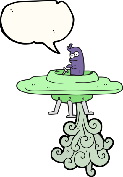 Bir insan tarafından çizilmiş serbest konuşma balonu uçan daire.