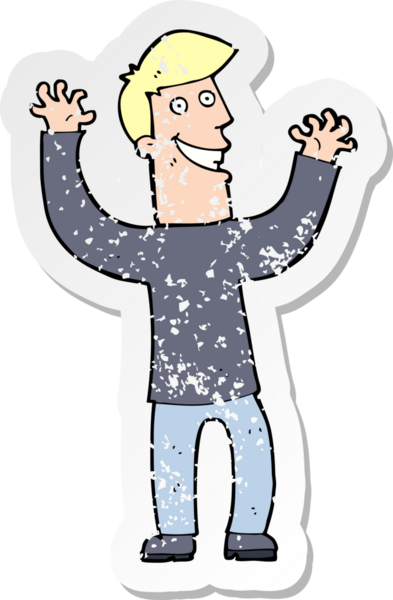 Bir insan tarafından çizilmiş heyecanlı bir çizgi filmin gerilimli çıkartması.