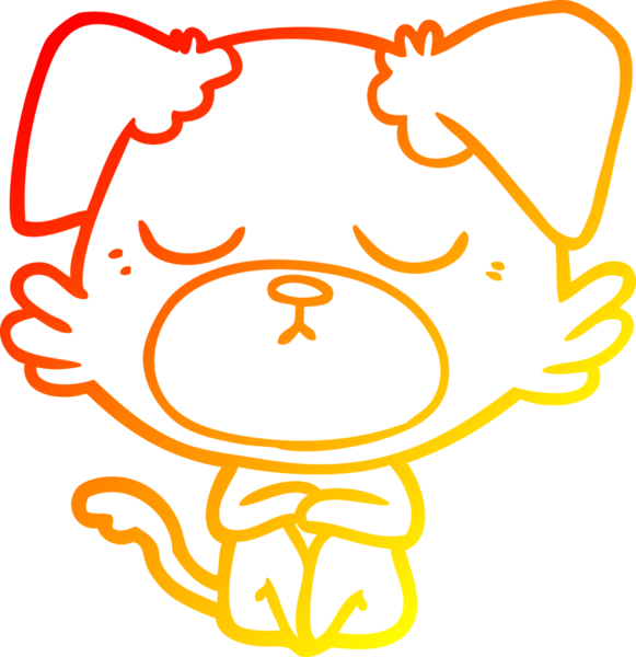 Bir insan tarafından çizilmiş sevimli bir köpeğin sıcak çizgi çizgisi.