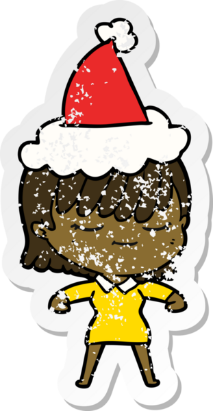 Bir insan tarafından çizilmiş Noel Baba şapkası giymiş bir kadının el yazısı.