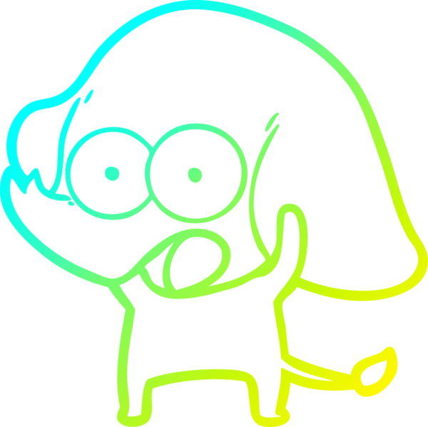 Bir insan tarafından çizilmiş şirin bir filin soğuk gradyan çizgisi