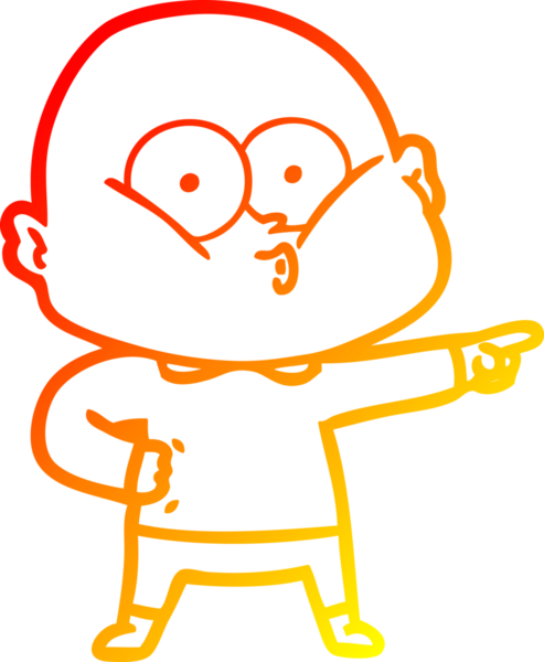 Bir insan tarafından çizilmiş kel bir adamın sıcak çizgi çizimi.