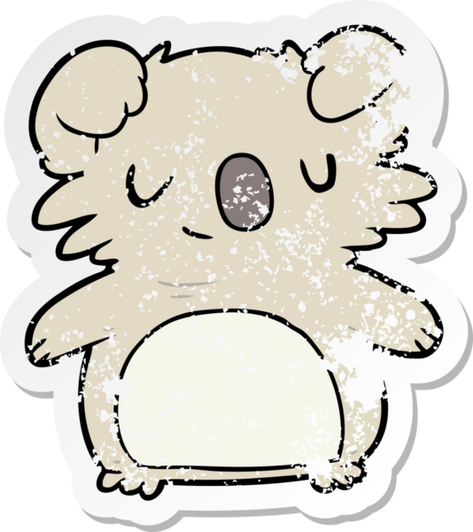 Bir insan tarafından çizilmiş karikatür koalasının sıkıntılı etiketi