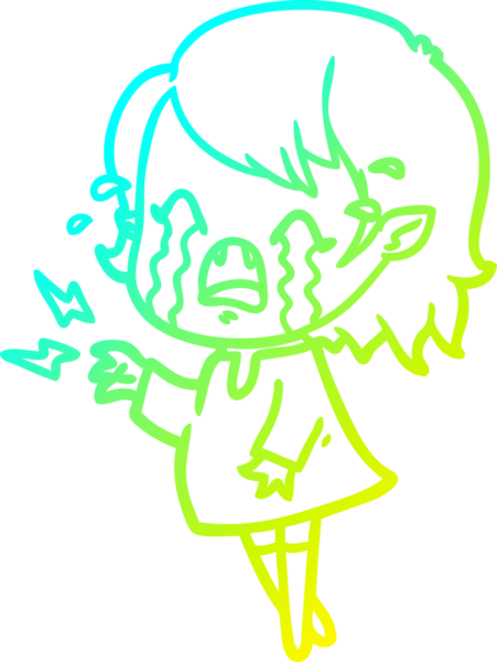 Bir insan tarafından çizilmiş ağlayan vampir kız çizgi filmi.