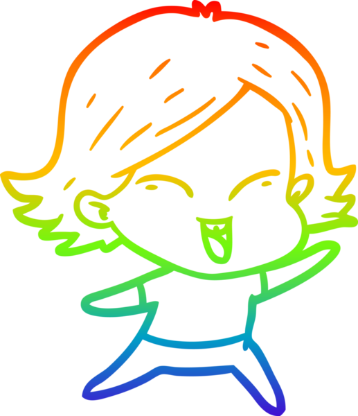 gökkuşağı gradyan çizimi mutlu bir çizgi film kızı bir insan tarafından çizildi