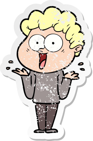 Bir insan tarafından çizilmiş mutlu bir adamın sıkıntılı çıkartması.