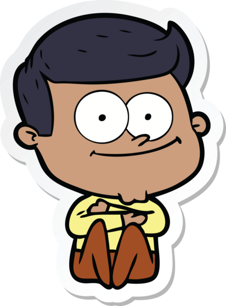 Bir insan tarafından çizilmiş mutlu bir adamın çıkartması.