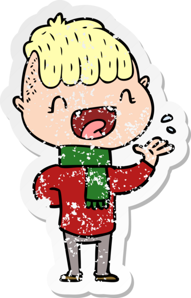 Bir insan tarafından çizilmiş üzgün, mutlu bir çocuğun çıkartması.