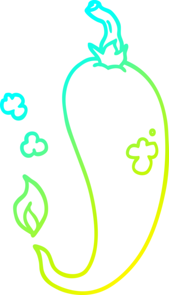 Bir insan tarafından çizilmiş kırmızı biber çizgi filminin soğuk gradyan çizimi