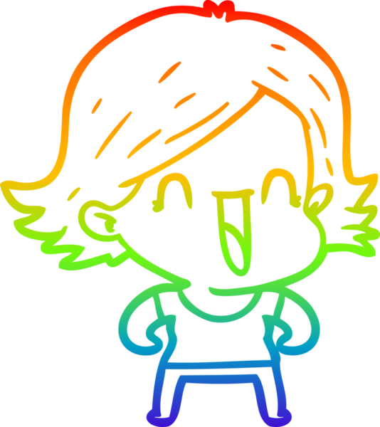 gökkuşağı gradyan çizimi bir insan tarafından çizilmiş mutlu bir kadın çizgi