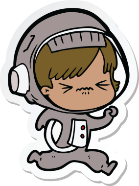 Bir insan tarafından çizilmiş astronot bir kadının çıkartması.